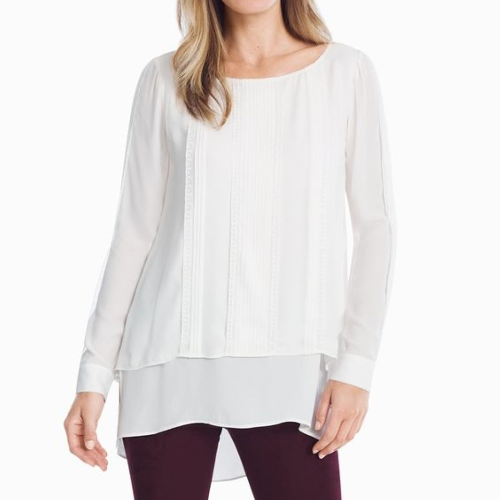 Double layer lace pleated tunic top